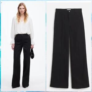 Madewell Superwide Leg Hi Rise Trouser Pintuck Jeans 32×31.5 Black Wash NEW Sz30